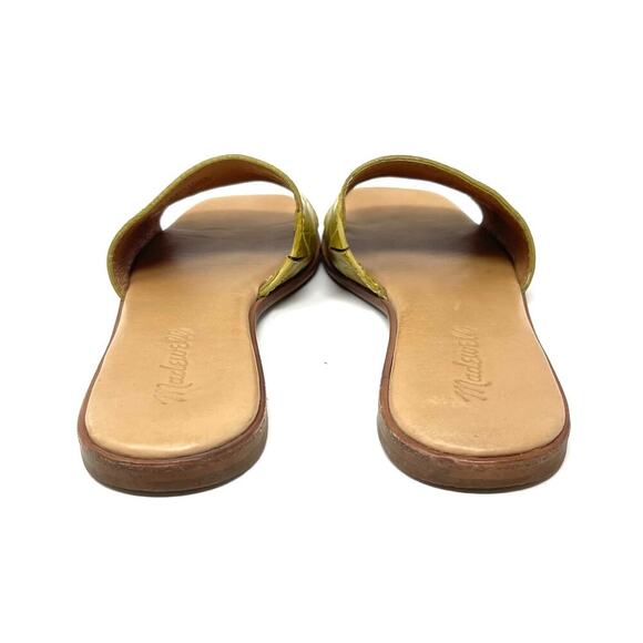 Madewell The Lianne Slide in Croc Embossed Leather - Yellow Green Tan - Size 5.5 - Picture 5 of 7